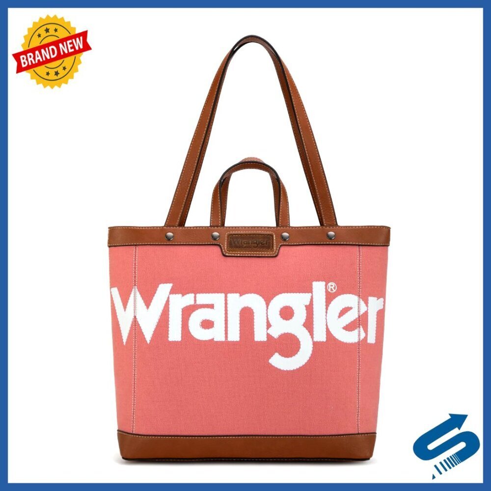 Vintage Wrangler Tote Bag Top Handle Shoulder Bag Classic Leather Embellishments